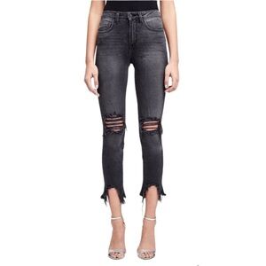 L'agence High Line Skinny High Rise Jeans in Nighttime Destruct Size 26